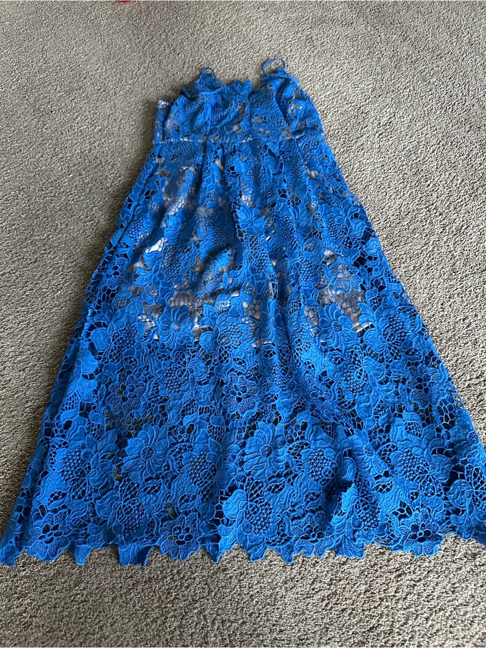 Umgee Bright Blue Floral Lace Midi Dress